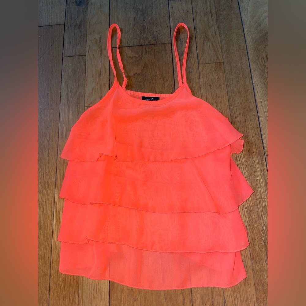 Rue21 Neon Coral Layered Top